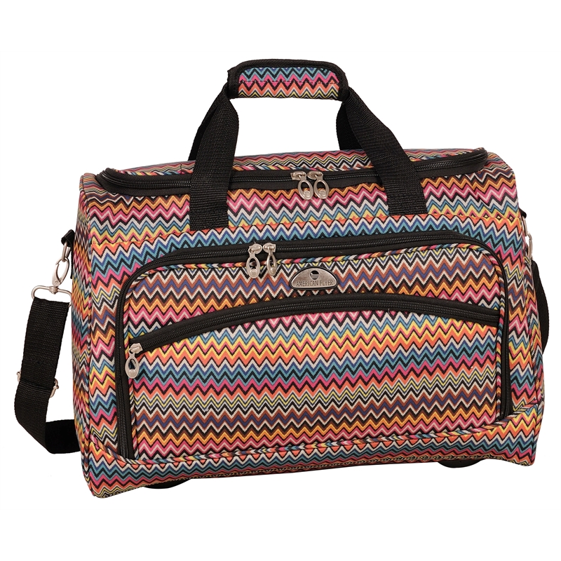 Pemberly Row Traditional Polyester 5-Piece Spinner Luggage Set in Pink