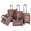 Pemberly Row Traditional Polyester 5-Piece Spinner Luggage Set in Pink