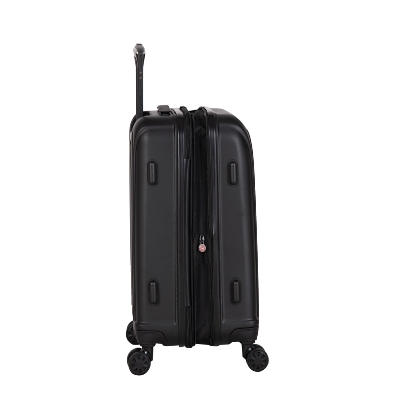 Pemberly Row Traditional Plastic 3-Piece Hardside Spinner Luggage Set in Black