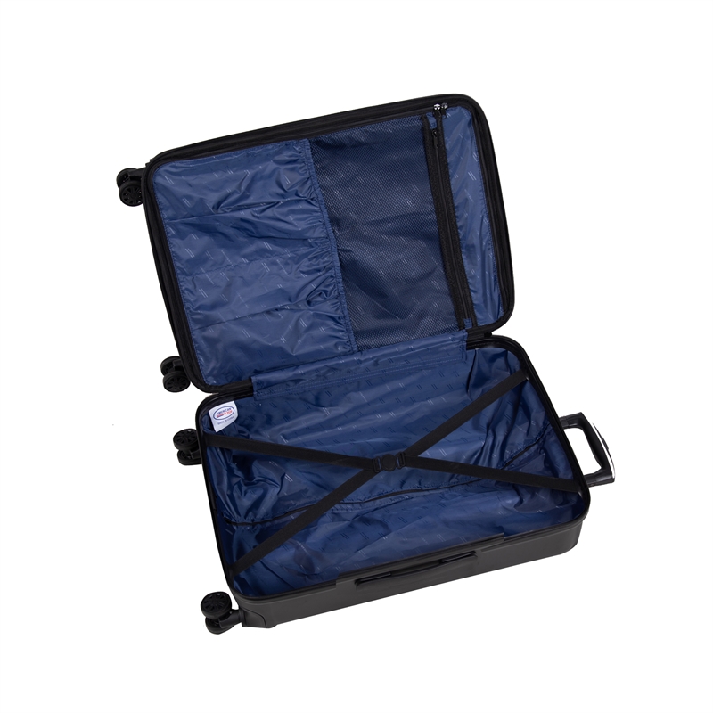 Pemberly Row Traditional Plastic 3-Piece Hardside Spinner Luggage Set in Black
