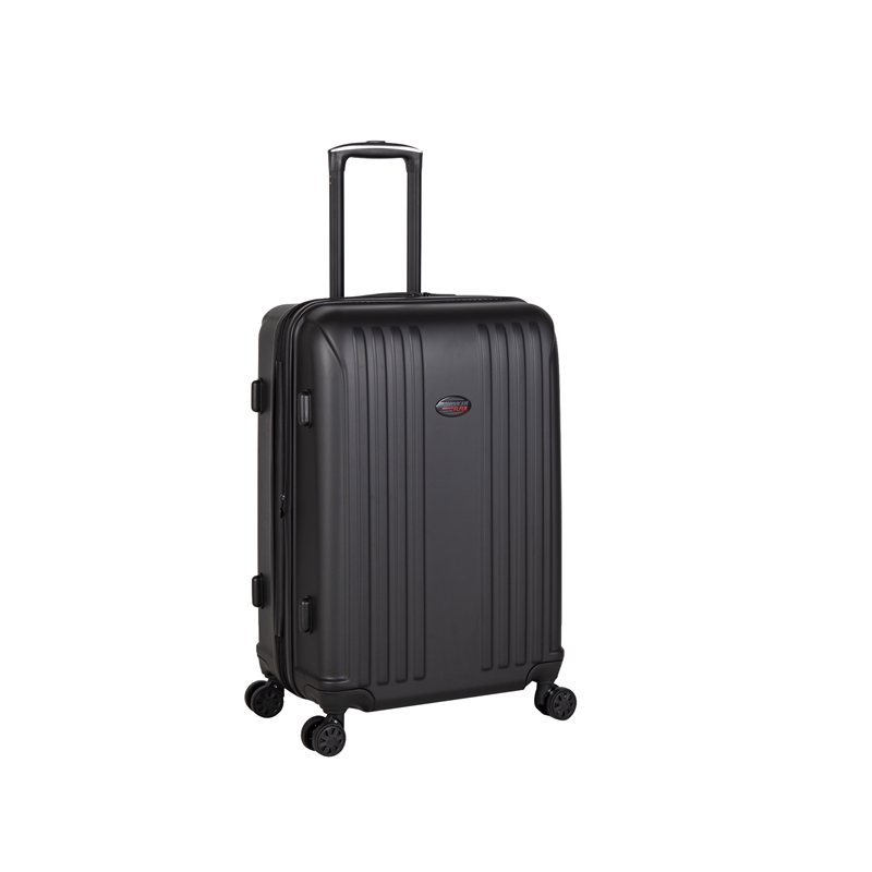 Pemberly Row Traditional Plastic 3-Piece Hardside Spinner Luggage Set in Black