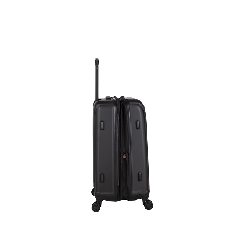 Pemberly Row Traditional Plastic 3-Piece Hardside Spinner Luggage Set in Black