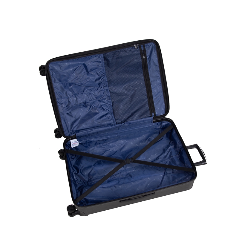 Pemberly Row Traditional Plastic 3-Piece Hardside Spinner Luggage Set in Black