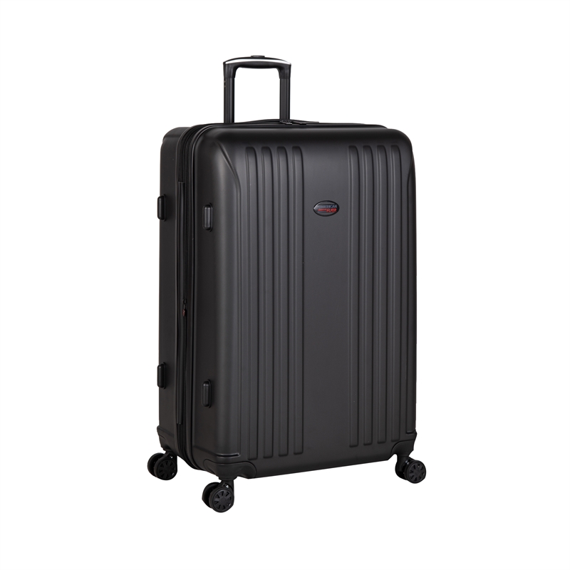 Pemberly Row Traditional Plastic 3-Piece Hardside Spinner Luggage Set in Black