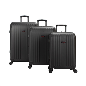 Pemberly Row Traditional Plastic 3-Piece Hardside Spinner Luggage Set in Black