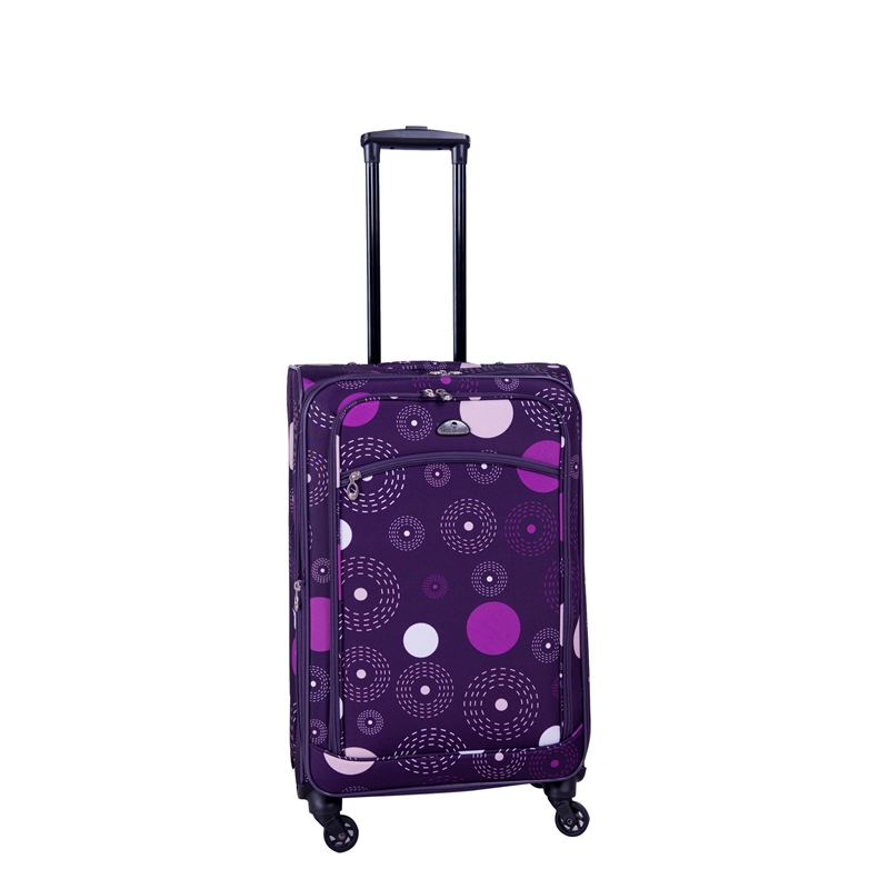 Pemberly Row Traditional Polyester 5-Piece Spinner Luggage Set in Purple