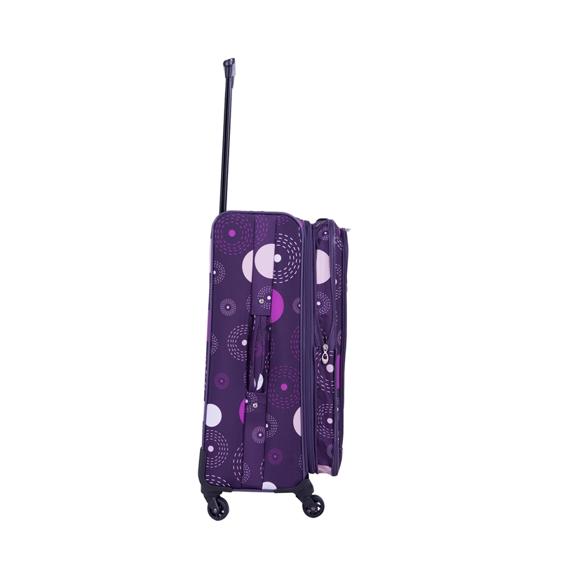 Pemberly Row Traditional Polyester 5-Piece Spinner Luggage Set in Purple