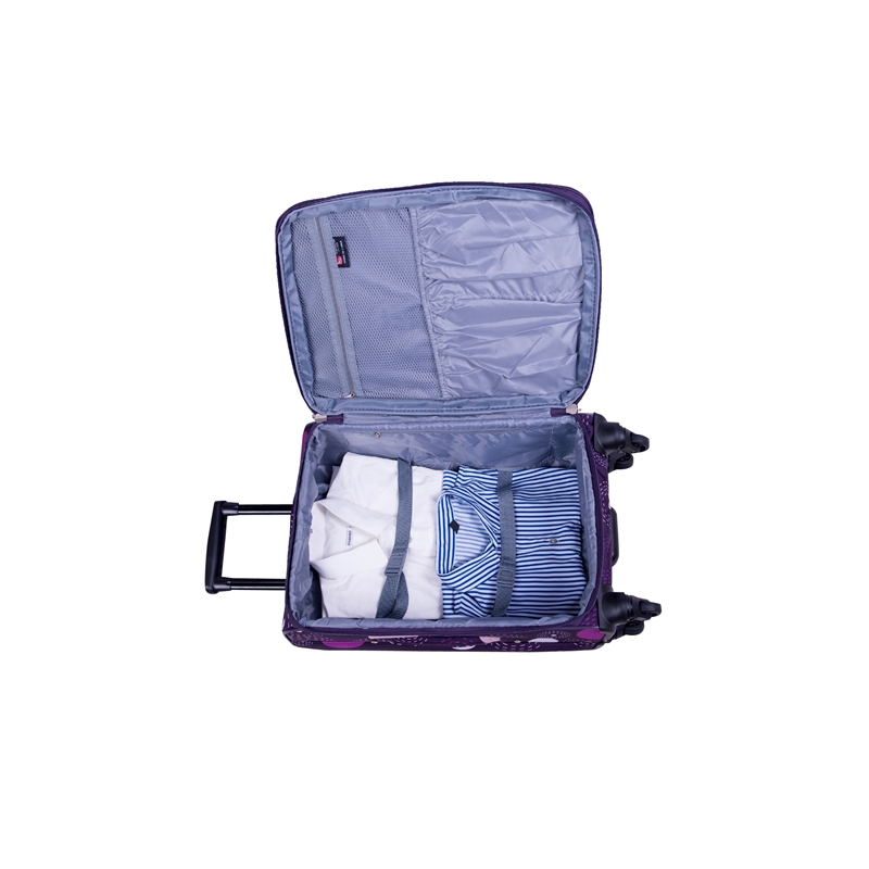 Pemberly Row Traditional Polyester 5-Piece Spinner Luggage Set in Purple