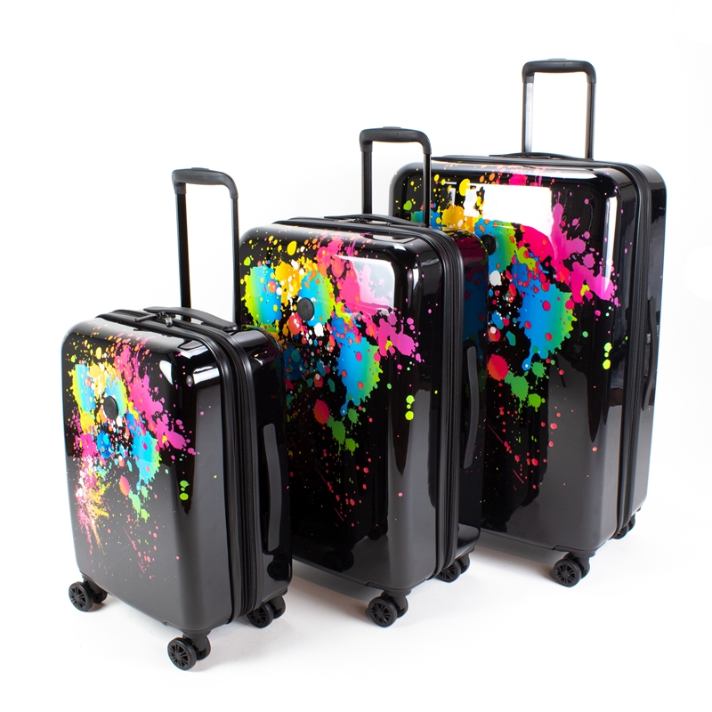 Pemberly Row Traditional Plastic 3-Piece Hardside Spinner Set in Multi-Color