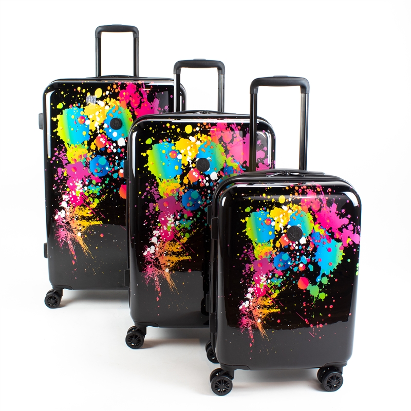 Pemberly Row Traditional Plastic 3-Piece Hardside Spinner Set in Multi-Color