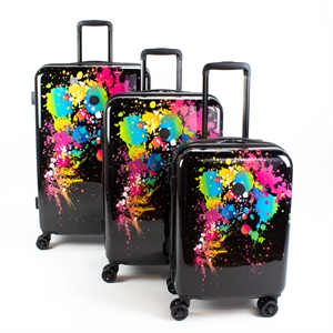 Pemberly Row Traditional Plastic 3-Piece Hardside Spinner Set in Multi-Color