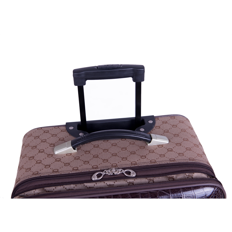 Pemberly Row Traditional Polyester 4-Piece Luggage Set in Brown