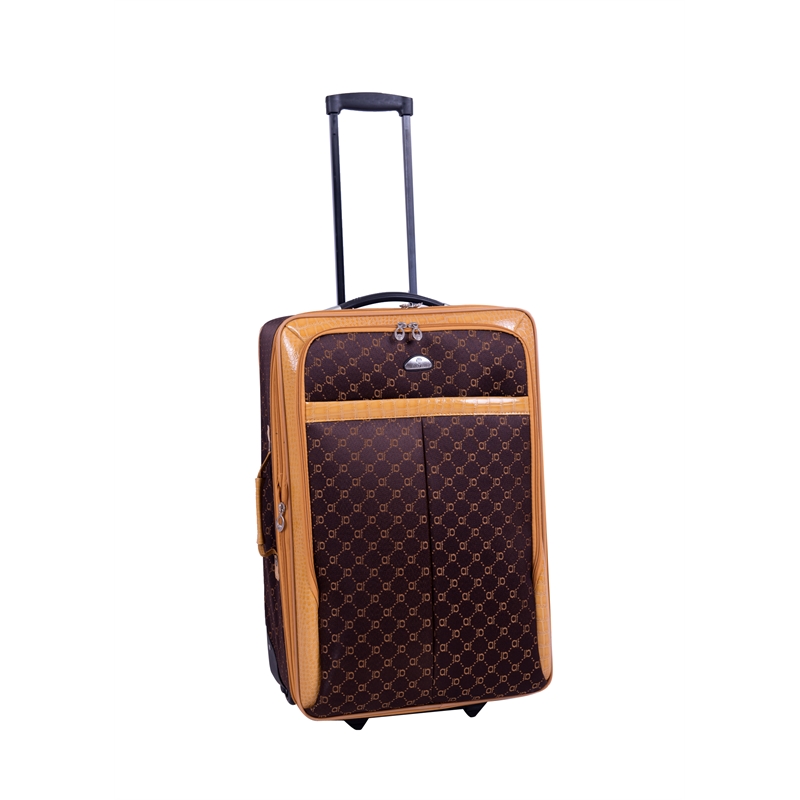 Pemberly Row Traditional Polyester 4-Piece Luggage Set in Chocolate