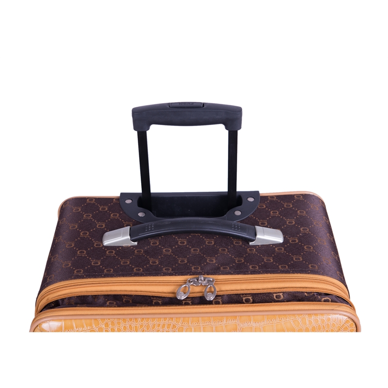 Pemberly Row Traditional Polyester 4-Piece Luggage Set in Chocolate