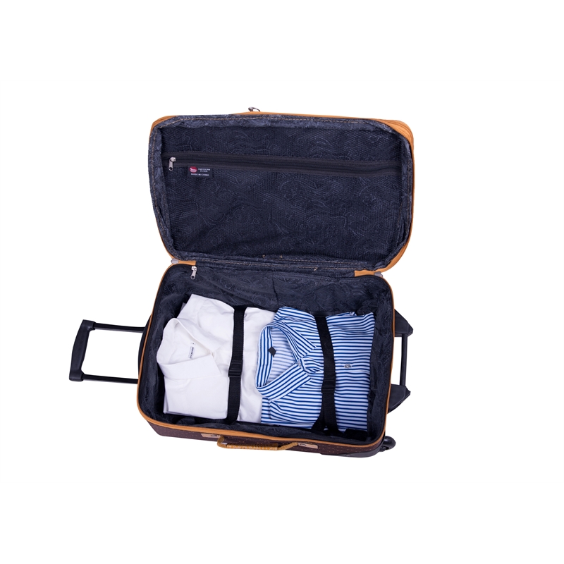 Pemberly Row Traditional Polyester 4-Piece Luggage Set in Chocolate