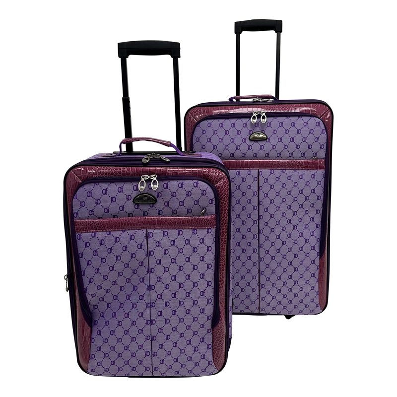 Pemberly Row Traditional Polyester 4-Piece Luggage Set in Purple