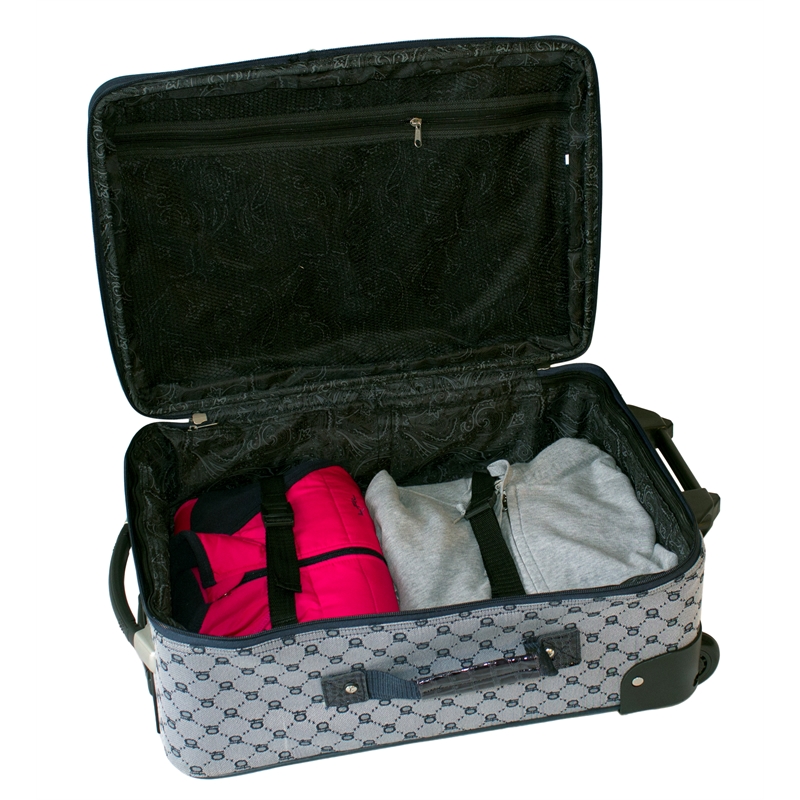 Pemberly Row Traditional Polyester 4-Piece Luggage Set in Navy
