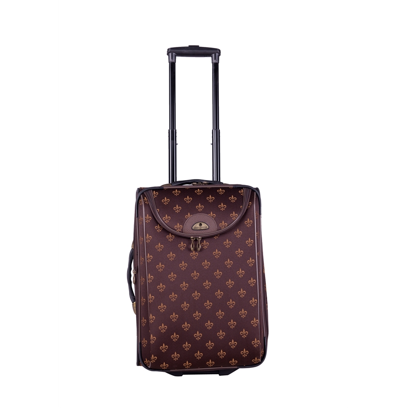 Pemberly Row Traditional Polyester 4-Piece Luggage Set in Brown
