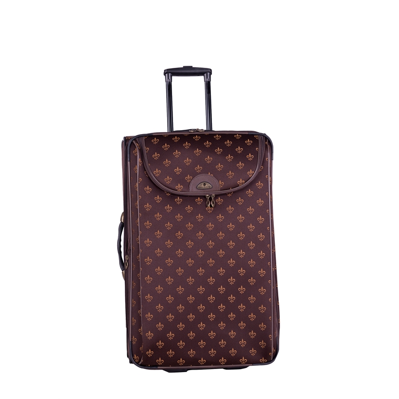 Pemberly Row Traditional Polyester 4-Piece Luggage Set in Brown