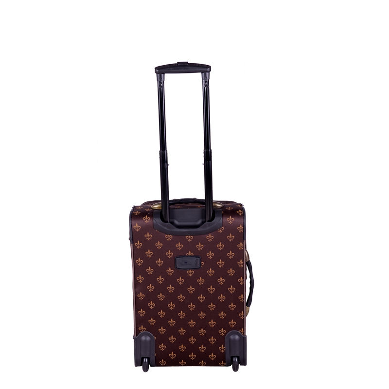 Pemberly Row Traditional Polyester 4-Piece Luggage Set in Brown