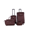 Pemberly Row Traditional Polyester 4-Piece Luggage Set in Brown