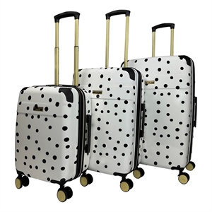 Pemberly Row Polka Dot 3-Piece Hardside Spinner Set in White/Black