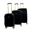 Pemberly Row Traditional Plastic 3-Piece Hardside Spinner Set in Black