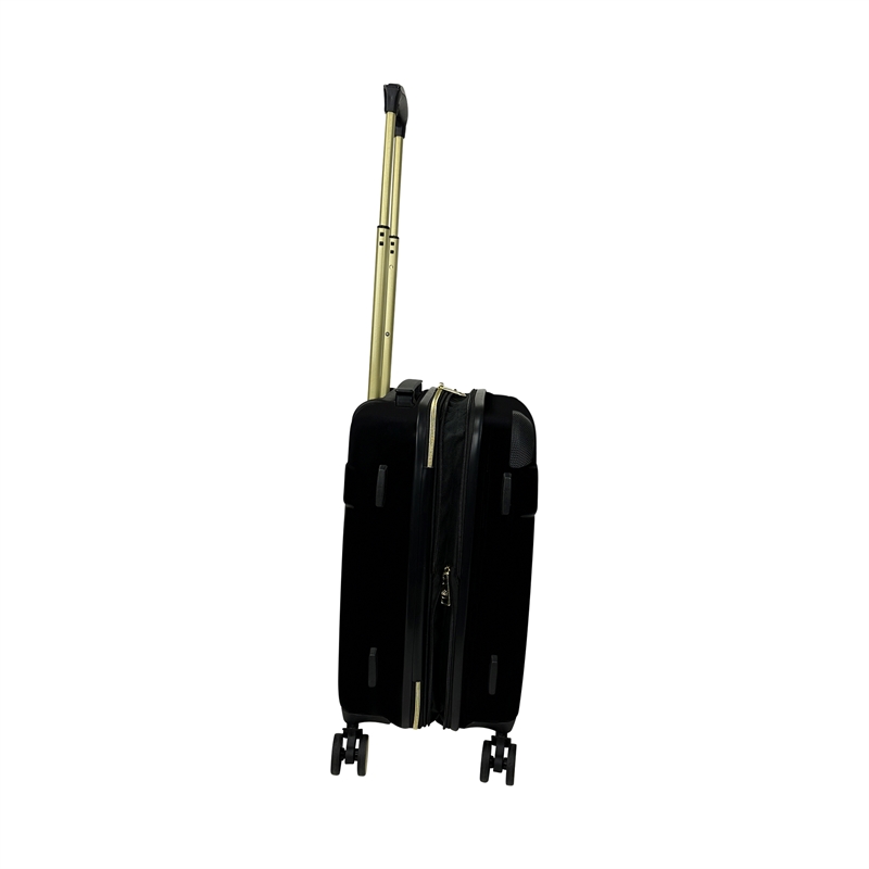 Pemberly Row Traditional Plastic 3-Piece Hardside Spinner Set in Black