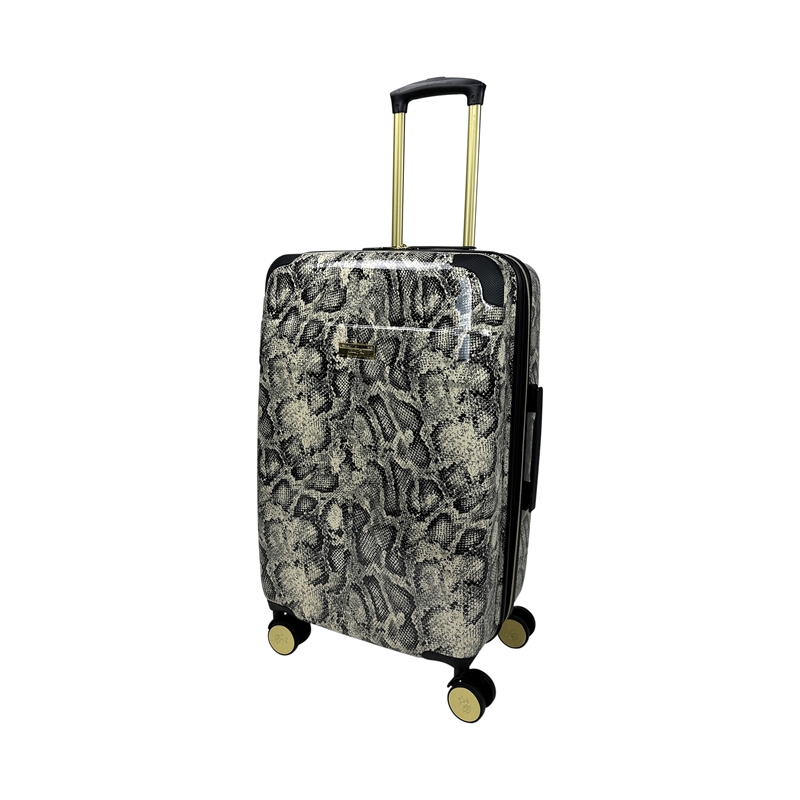 Pemberly Row Traditional Plastic Python 3-Piece Hardside Spinner Set in Gray
