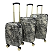 Pemberly Row Traditional Plastic Python 3-Piece Hardside Spinner Set in Gray
