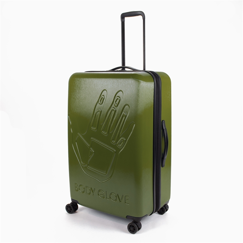 Pemberly Row Traditional Plastic 3-Piece Hardside Spinner Set in Olive