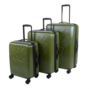 Pemberly Row Traditional Plastic 3-Piece Hardside Spinner Set in Olive