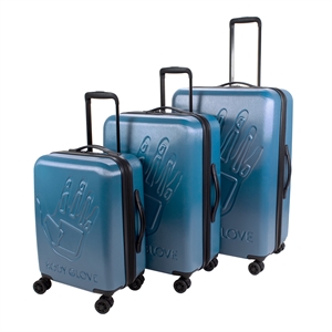 Pemberly Row Traditional Plastic 3-Piece Hardside Spinner Set in Teal