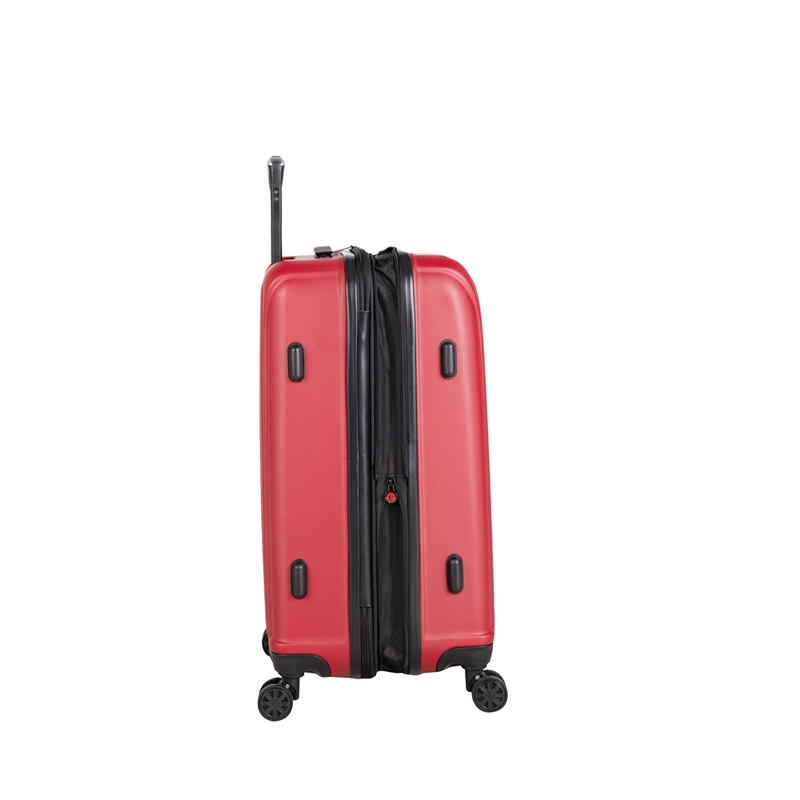 Pemberly Row Traditional Plastic 3-Piece Hardside Spinner Luggage Set in Red