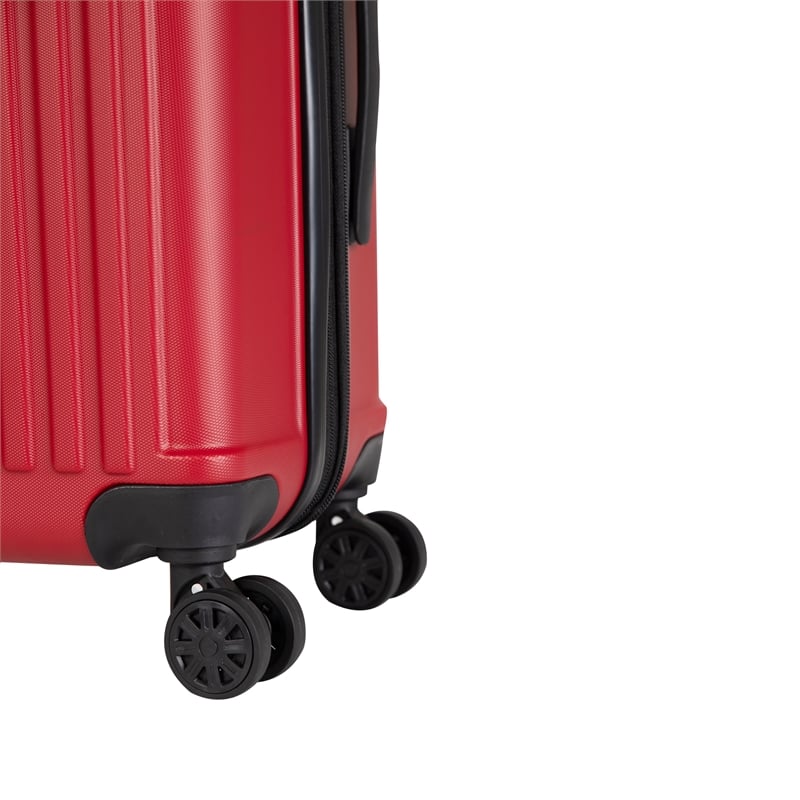 Pemberly Row Traditional Plastic 3-Piece Hardside Spinner Luggage Set in Red