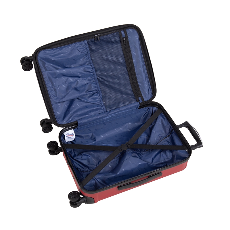 Pemberly Row Traditional Plastic 3-Piece Hardside Spinner Luggage Set in Red