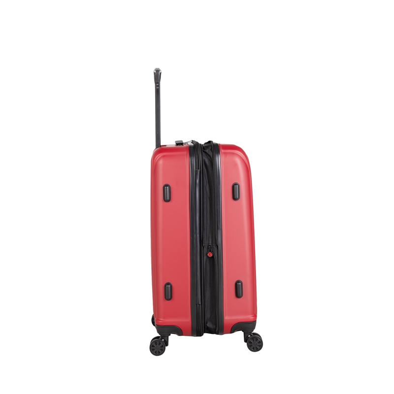 Pemberly Row Traditional Plastic 3-Piece Hardside Spinner Luggage Set in Red