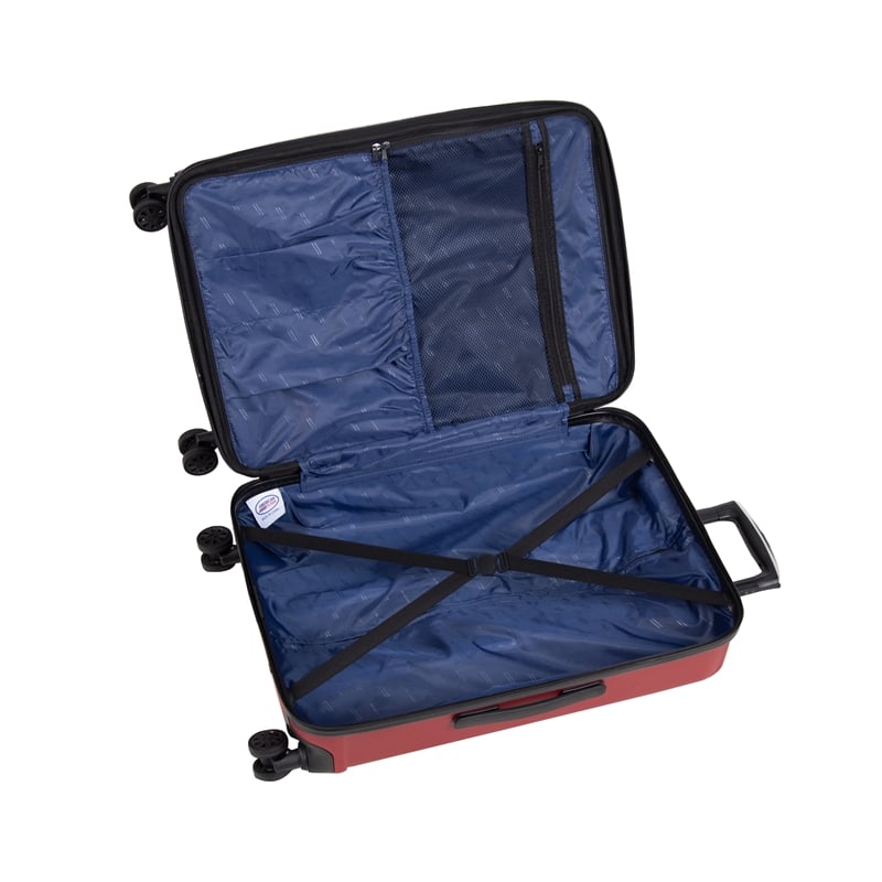 Pemberly Row Traditional Plastic 3-Piece Hardside Spinner Luggage Set in Red
