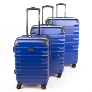 Pemberly Row Traditional Plastic 3-Piece Hardside Luggage Set in Blue