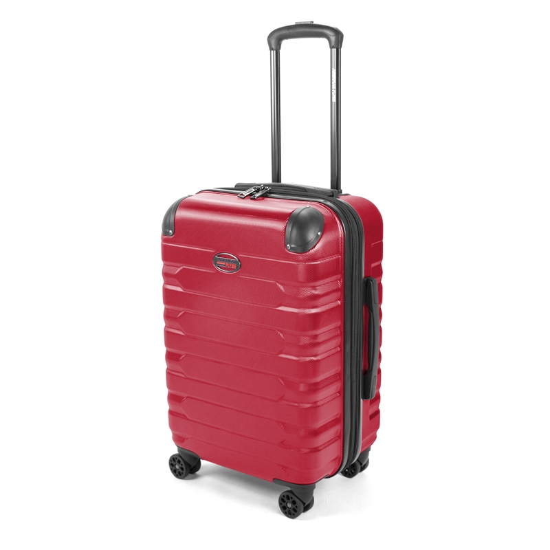 Pemberly Row Traditional Plastic 3-Piece Hardside Luggage Set in Red