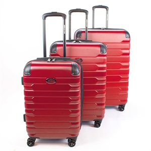 Pemberly Row Traditional Plastic 3-Piece Hardside Luggage Set in Red