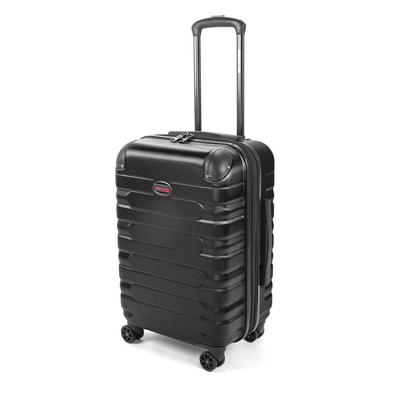 Pemberly Row Traditional Plastic 3-Piece Hardside Luggage Set in Black