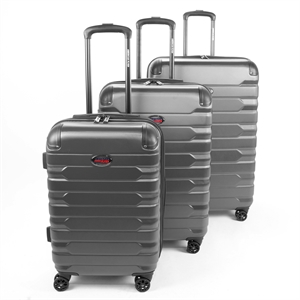 Pemberly Row Traditional Plastic 3-Piece Hardside Luggage Set in Gray