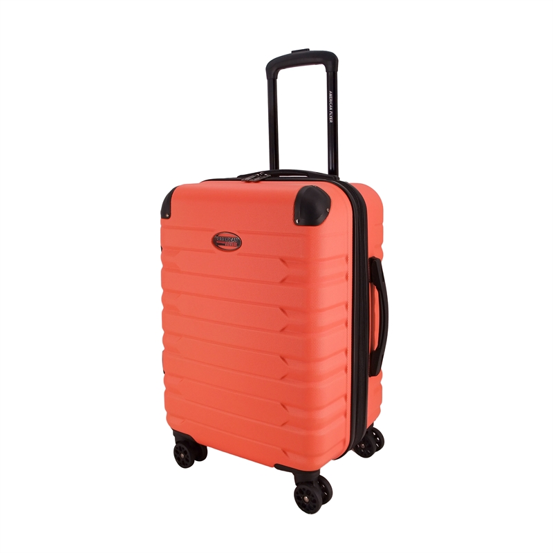 Pemberly Row Traditional Plastic 3-Piece Hardside Luggage Set in Coral