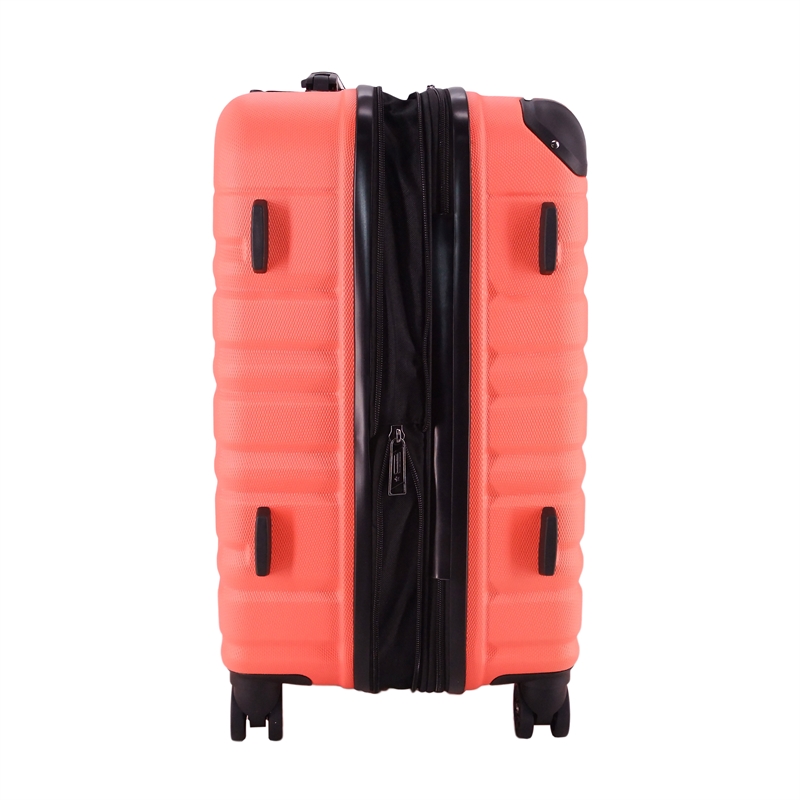 Pemberly Row Traditional Plastic 3-Piece Hardside Luggage Set in Coral