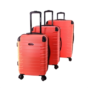 Pemberly Row Traditional Plastic 3-Piece Hardside Luggage Set in Coral