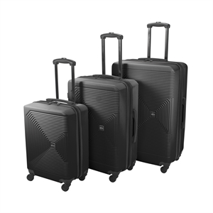 Pemberly Row Traditional Plastic 3-Piece Hardside Luggage Set in Black
