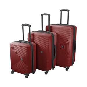 Pemberly Row Traditional Plastic 3-Piece Hardside Luggage Set in Burgundy