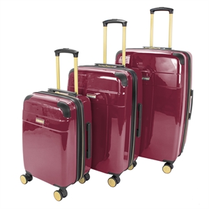 Pemberly Row Traditional Plastic 3-Piece Hardside Spinner Set in Merlot