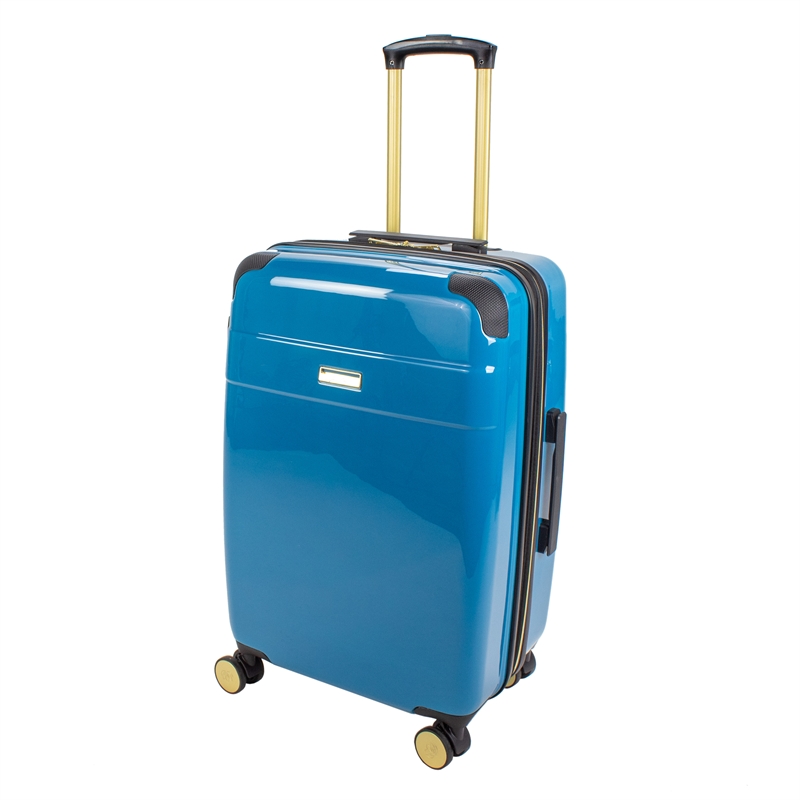 Pemberly Row Traditional Plastic 3-Piece Hardside Spinner Set in Teal Blue